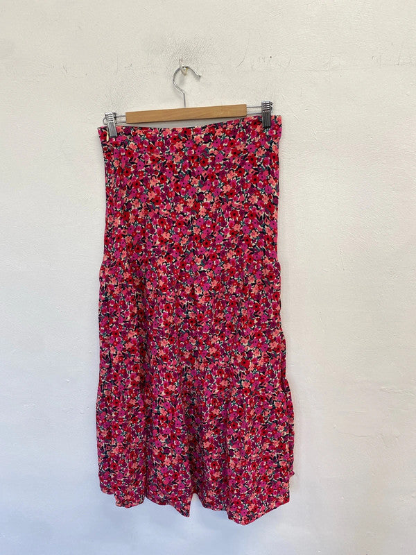 Lovely m&s pink foral fit and flare skirt UK 10 JM005