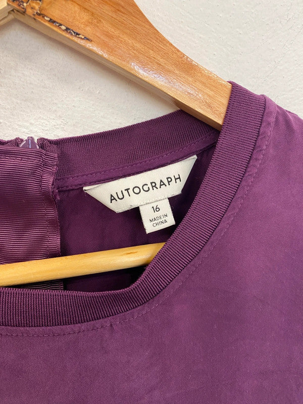 Autograph Stylish Purple Midi Dress UK 16 MD002