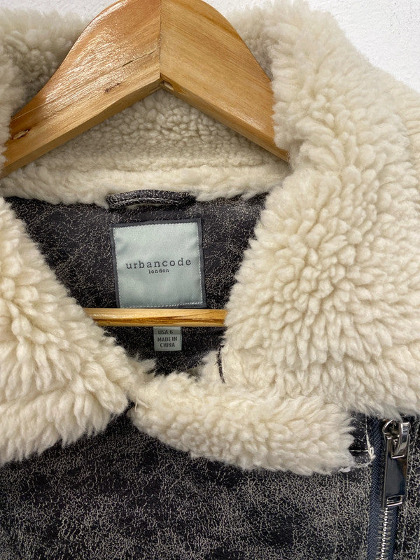 Gorgeous UrbanCode flying jacket Sherpa faux leather 10 grey RF001