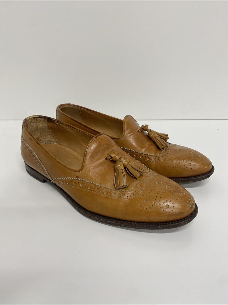 Scarosso Tan Tasseled Loafers Brogue UK8.5 EU42.5 Handmade Italian Quality LC