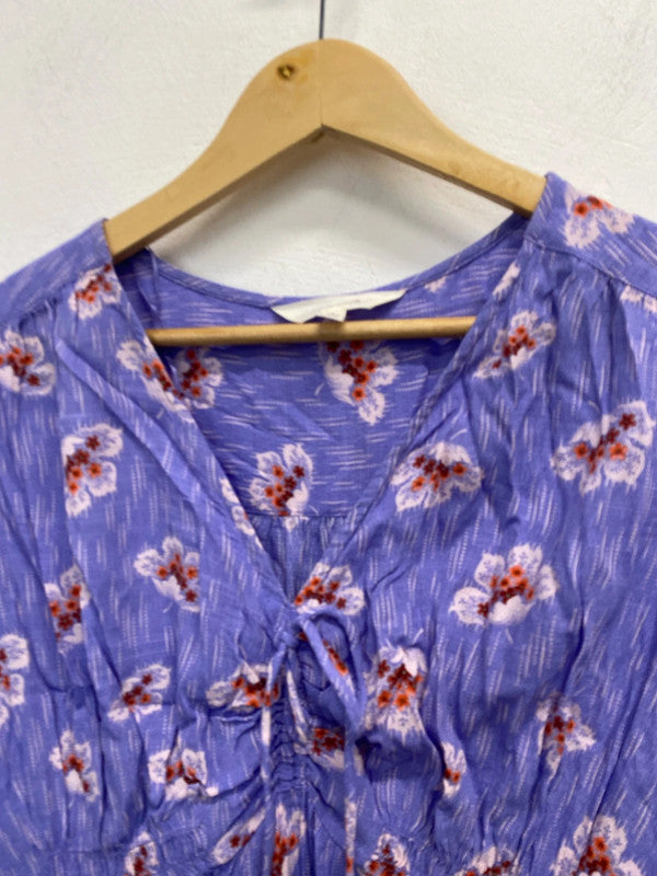 Fabulous M&S violet Midaxi dress puff sleeve Uk 16 classic GW001