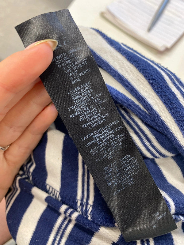 Gorgeous asos design blue white striped bodycon strappy midi dress UK 10 JM005