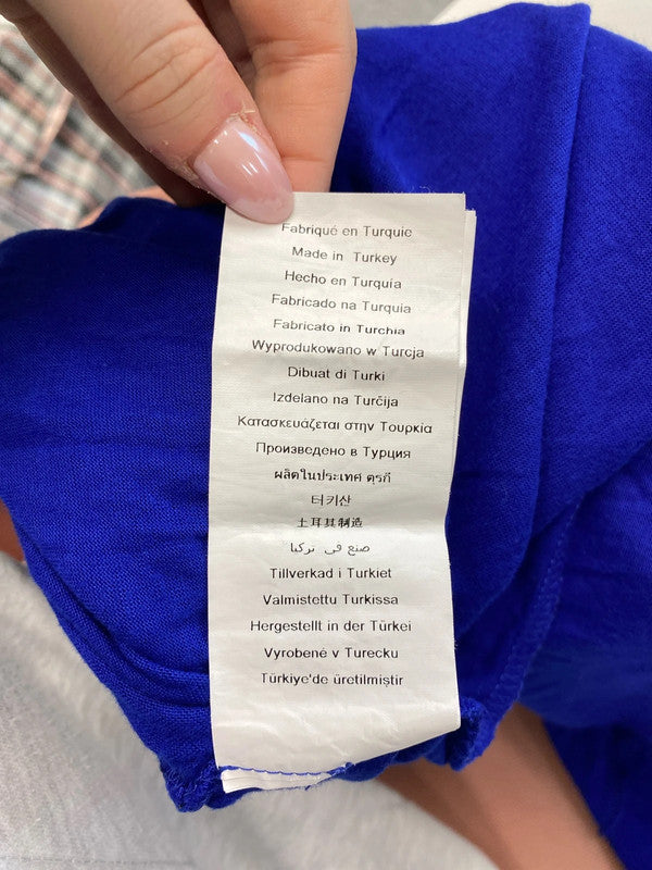 Lovely Morgan de toi blue tie waist pattern blue mid dress UK L JB005