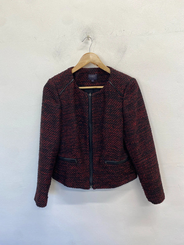 Lovely m&s burgundy black textured jacket UK 14 AO001