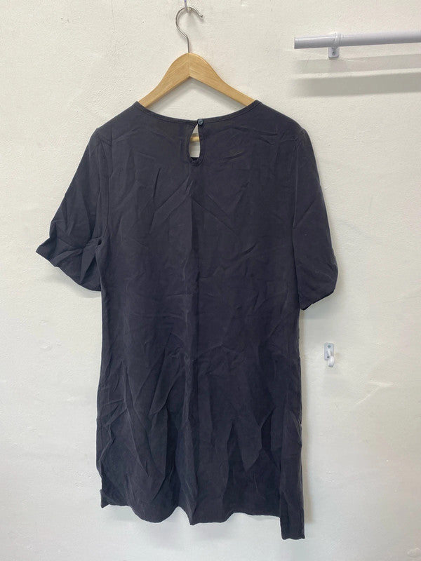 Stunning Viz a Viz slinky tunic top with pockets navy / charcoal grey UkS MM005