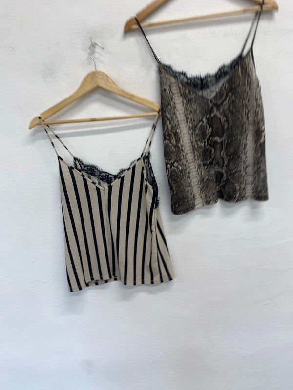 Lovely zara duo of printed cami lace tops UK S #4 JA001