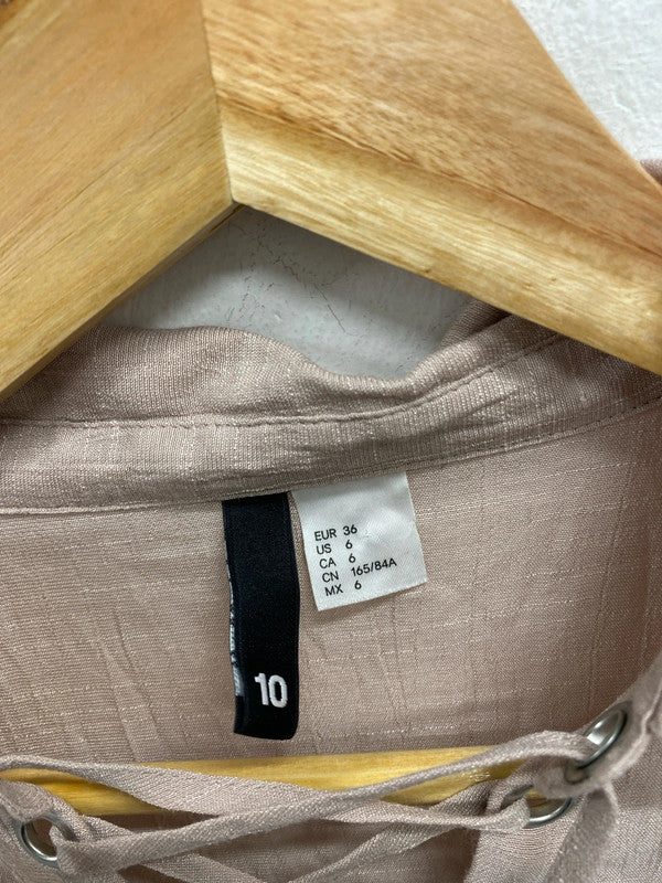 Lovely H&M tie up blouse rose UK 10 NS003