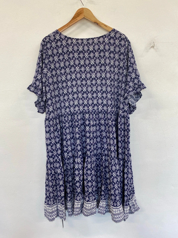 Roman Elegant Purple Boho Smock Dress UK 20 IM001