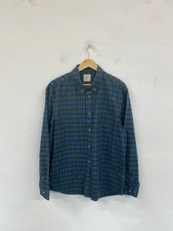 M&S Smart Green & Blue Check Shirt Size L SR006