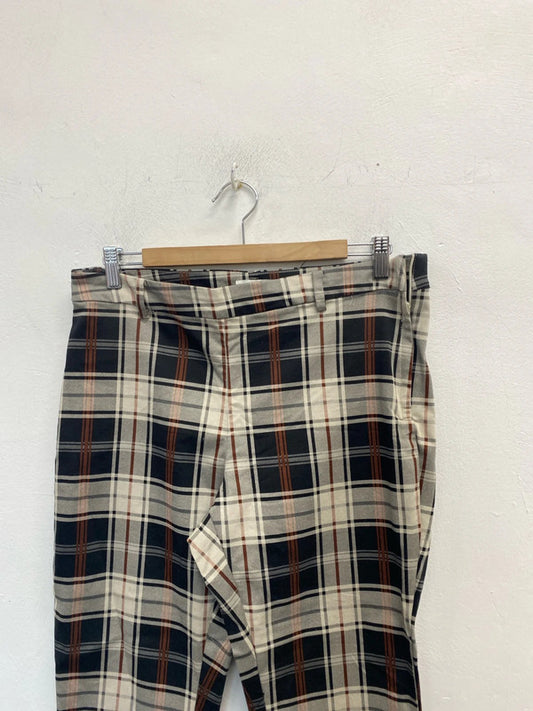 lovely H&M tartan beige trousers chino UK 16 KM003