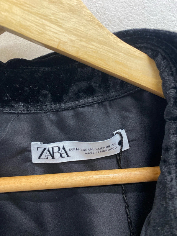 Lovely Zara black velvet look shirt shacket uk m-l AO001