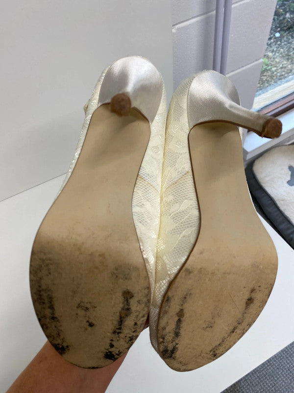 Fabulous Rainbow Cream Lace Heels event occasion UK6 KM004