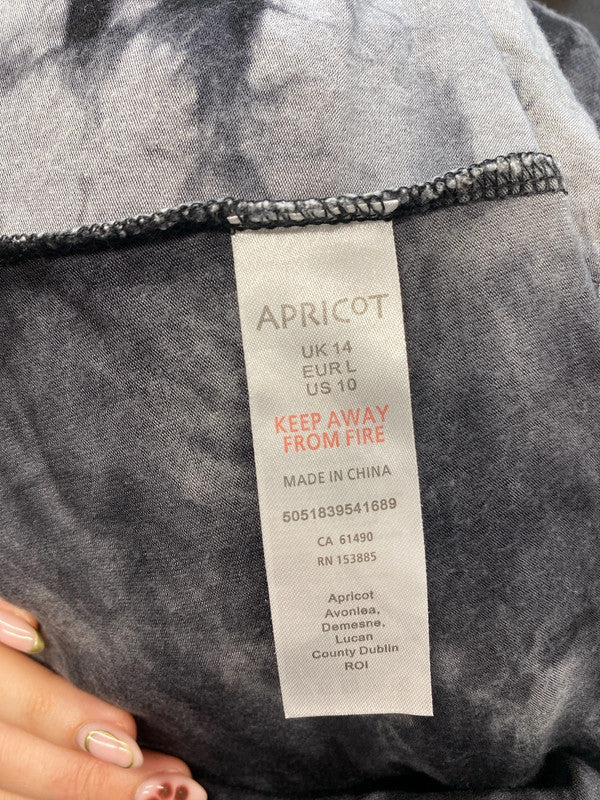Lovely apricot black grey tie dye tunic UK 14 LG004