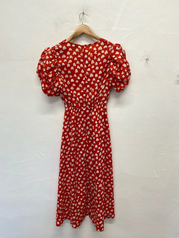 AX Paris Elegant Red Love Heart Faux Wrap Midi Dress UK 8 CD001