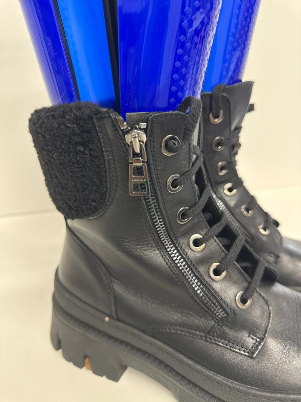 Fabulous Carvela leather stomper boots faux fur trim UK6 SD002