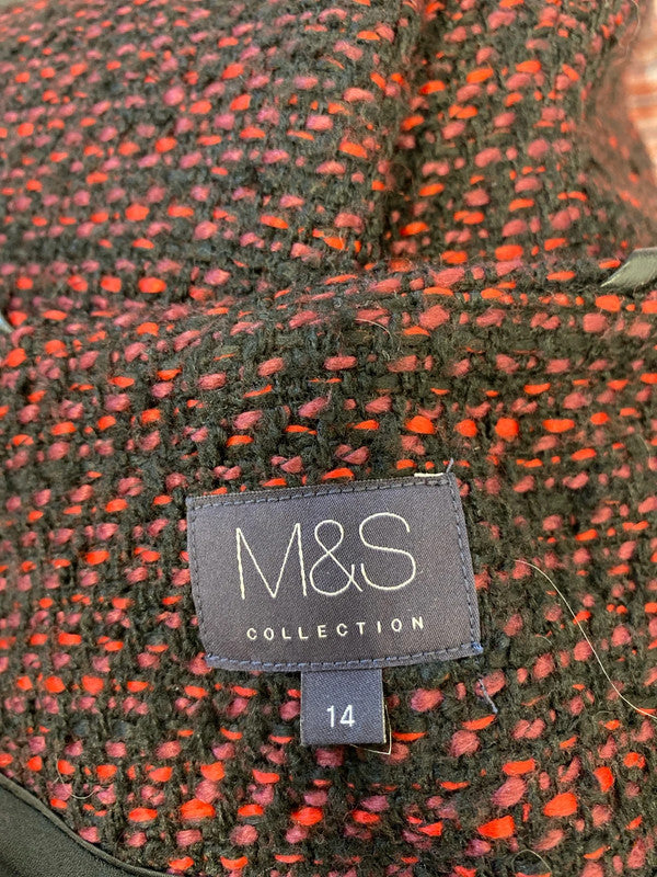 Lovely m&s burgundy black textured jacket UK 14 AO001