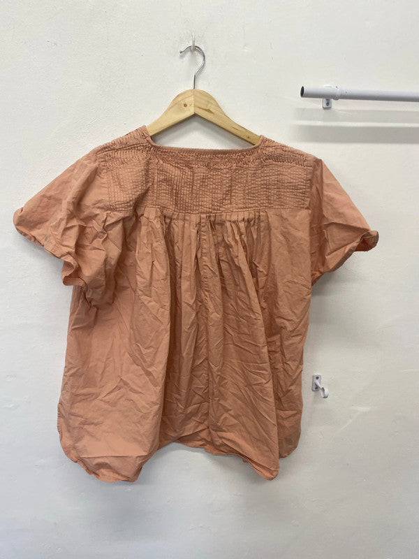 Fabulous loose fit peach cotton bobo top Uk12 classic ag006