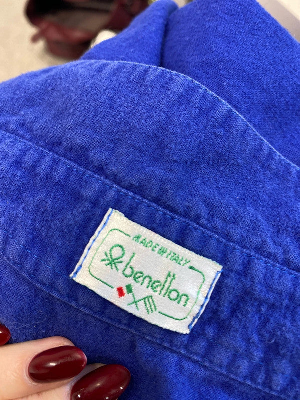 Lovely blue Benneton blue shirt vintage UK 16-18 MM005
