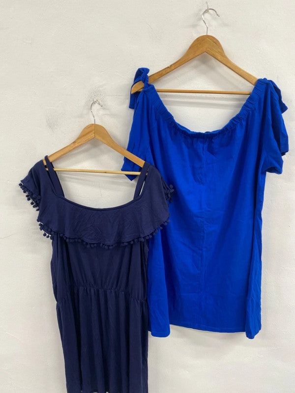 Fab duo of summer jersey dresses XL/18 blues George Papaya #8 CR002