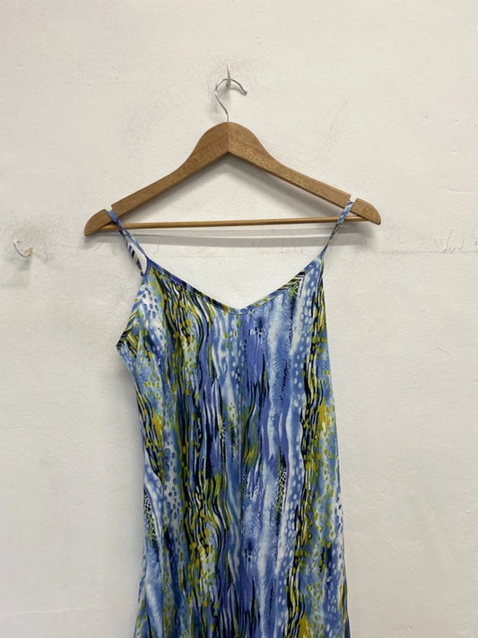 Stunning Shein blue Green pattern maxi dress UK S LL003