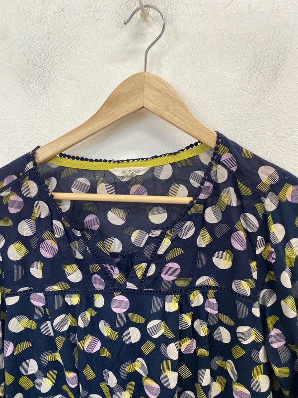 Gorgeous white stuff navy spotted lightweight blouse top UK 12 GK002