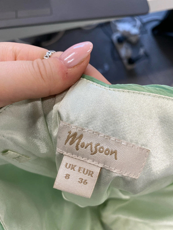 Stunning monsoon etherial mint Ballgown strapless silk UK CF002
