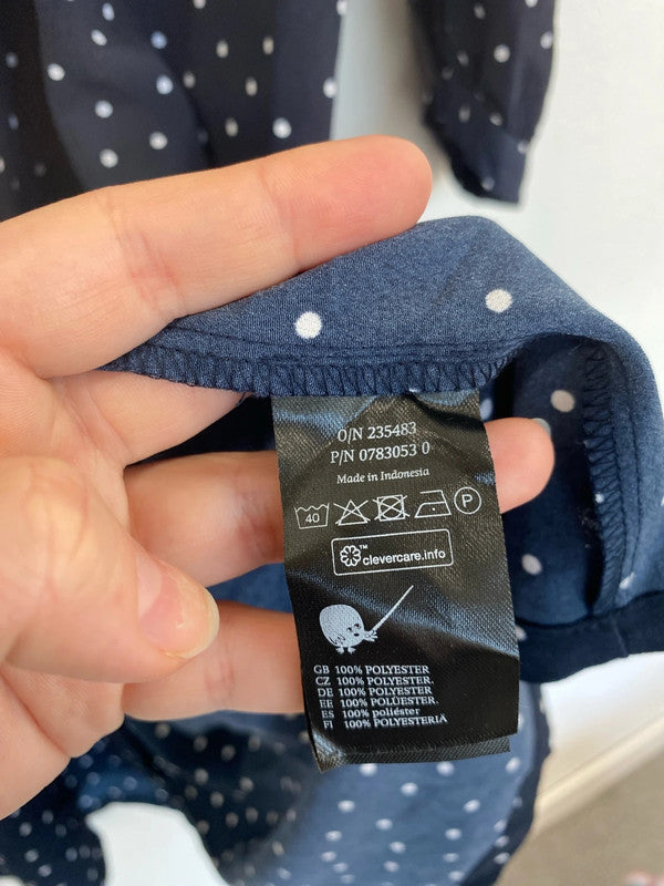 Monki Chic Navy Yessa Dress Micro Spot Pattern Size L Oversize IM001