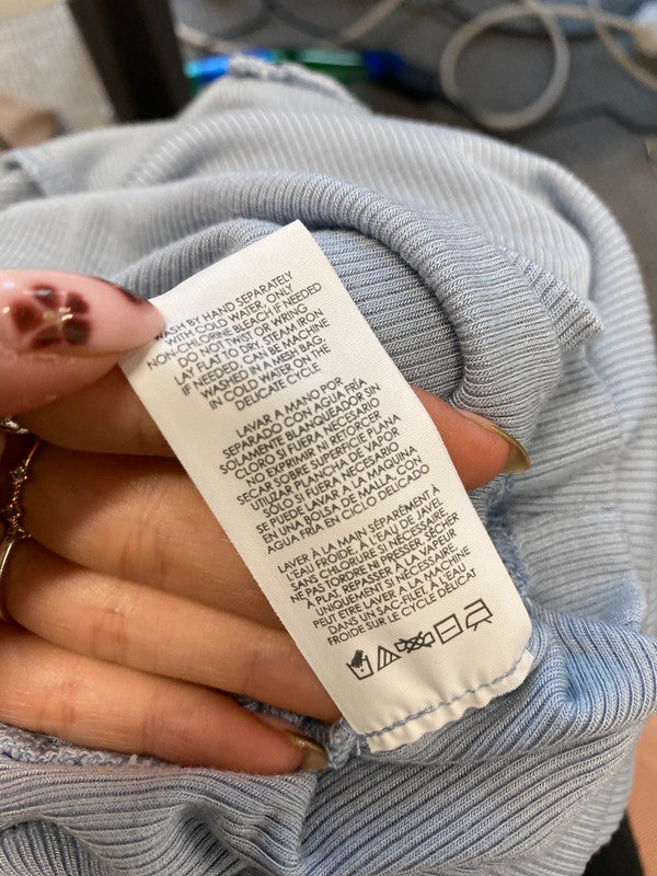 Lovely cabi blue ribbed vest cami UK S HS001