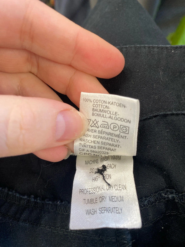 Soft Grey Chic Black Cotton Midi Skirt UK 10 SW001