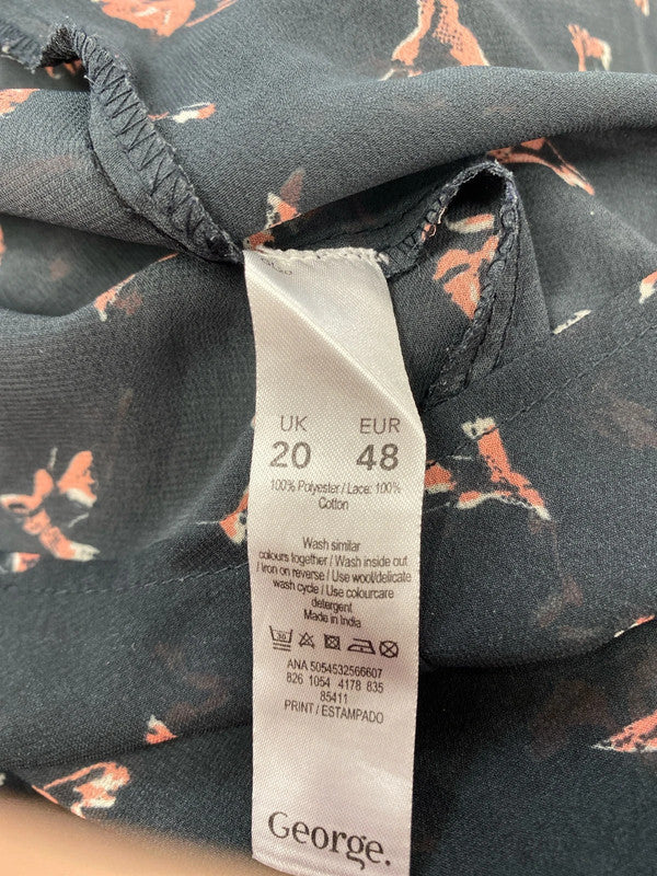 Fabulous Semi sheer tunic top crochet collar and camisole Uk20 George #2 CR002