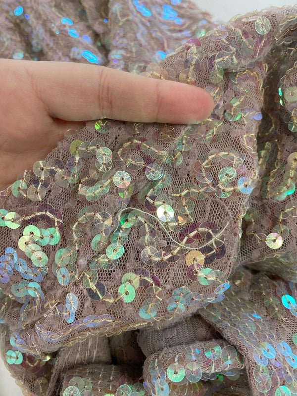 Gold Hawk Fabulous Pearlescent Sequin Bolero Size L JB005