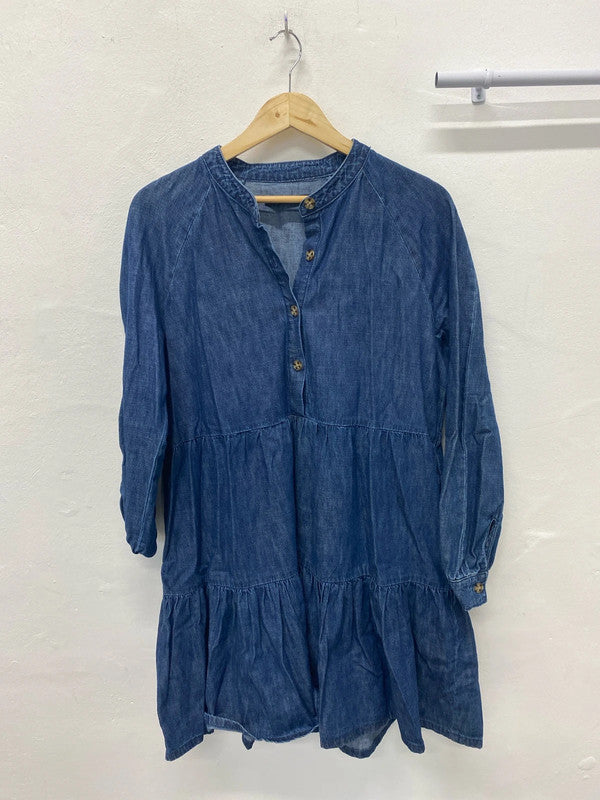 Fabulous boho chic denim smock dress by George Uk14 LB005