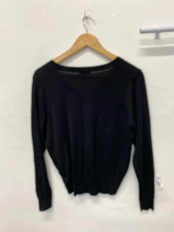 Fabulous black V Neck soft fine knit jumper wardrobe staple KM003
