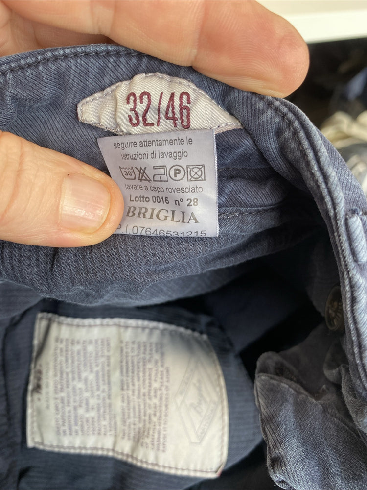 Briglia 1949 Slim Fit Blue Pants In Size 32/46 Made In Italy AG006