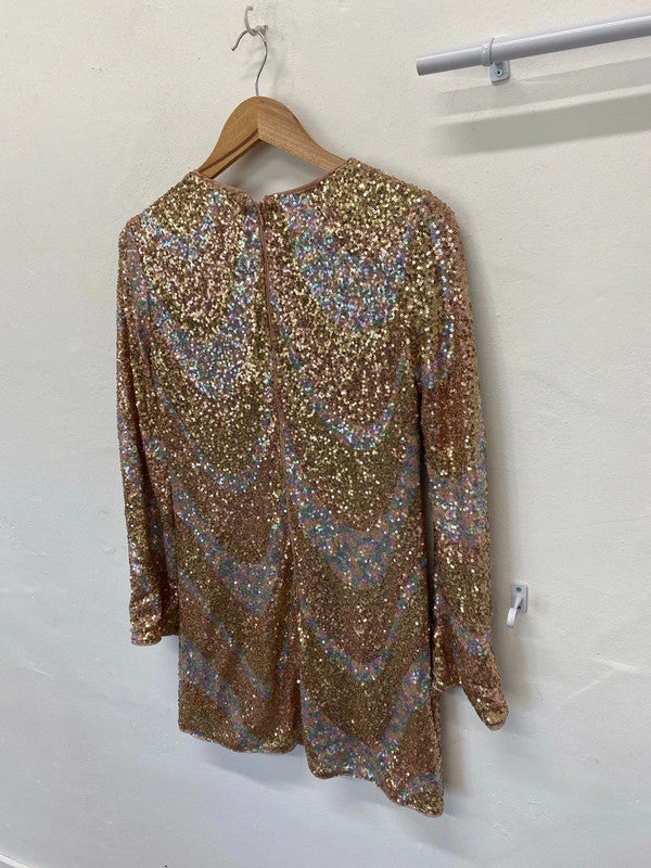 Fabulous H&M iridescent Sequin Dress UkS mini dress festival party JM008
