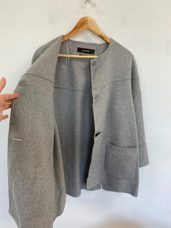 Zara Chic Grey Oversize Coat Size L IM001