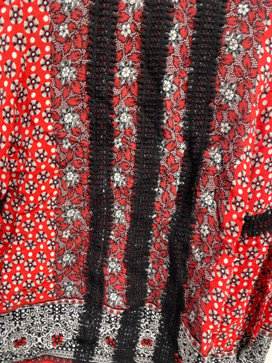 Stunning river island black red pattern blouse UK S KM004