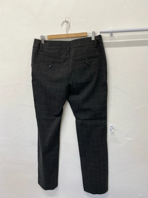 Fabulous H&M Checked brown formal trousers Uk14 KM003