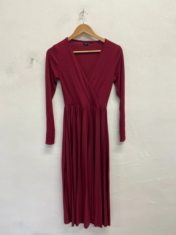 Stunning river island red pleated dress v neck mini dress UK 8 KM004