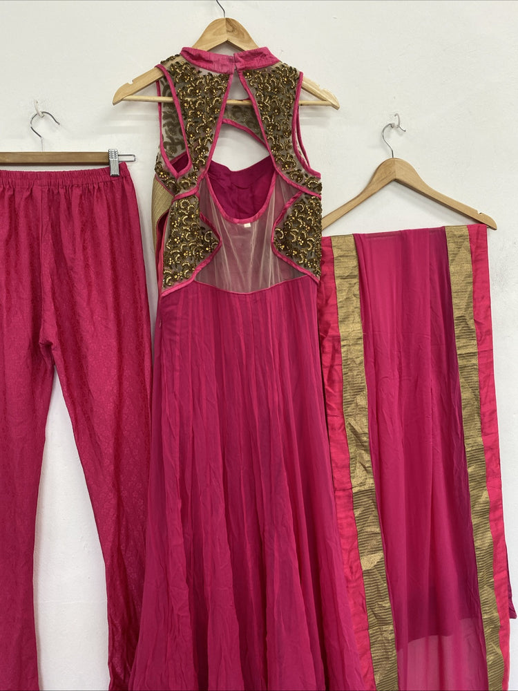 Anarkali dress lenga party wear Pink And Gold Size 8-10 Stunning EC001