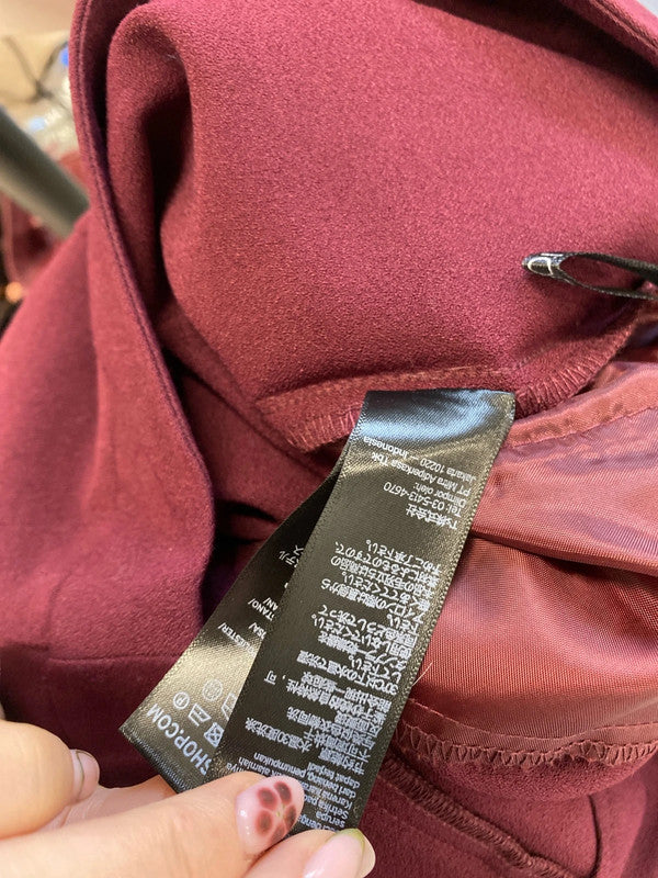 Lovely Topshop burgundy office cropped belted trousers UK 8 JM008