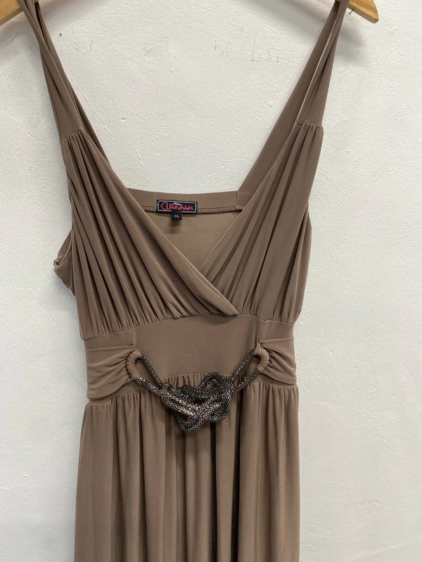 Stunning Miss lusshhee taupe detailed maxi dress UK 14 JB005