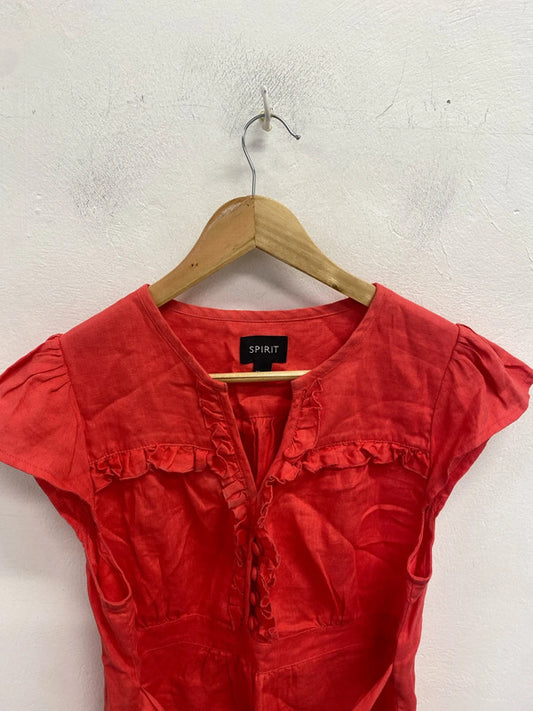 Lovely spirit coral linen tie waist UK 14 MM005