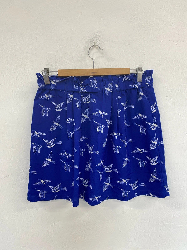 Oasis Stylish Blue Bird Pattern Mini Skirt UK 14 NN001
