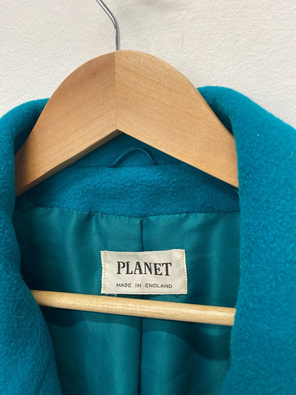 Fabulous Vintage Planet wool blend teal coat Uk14 MW001
