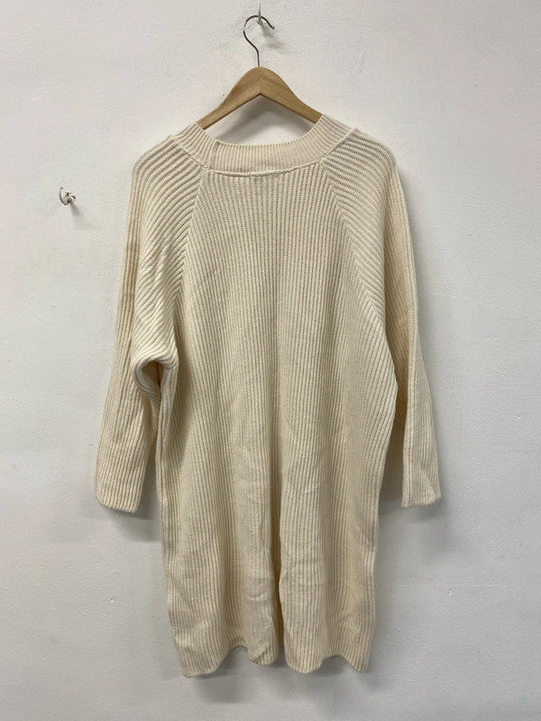 Topshop Stylish Cream Knit Midi Dress Size M KS002