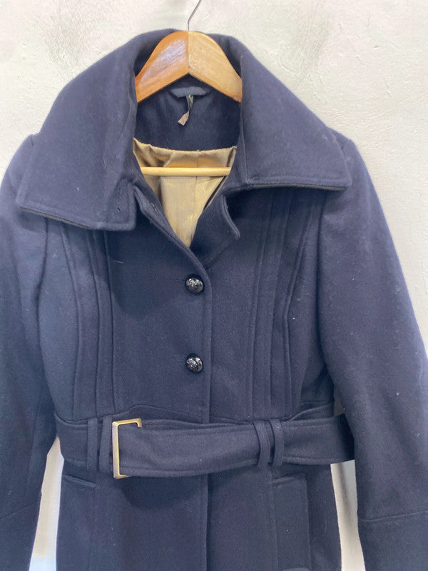 Gorgeous Topshop navy wool blend pea coat UK 12 GK002