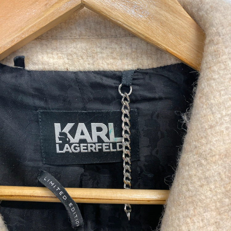 Fabulous Karl Lagerfeld Oatmeal biscuit overcoat Uk12 JR001