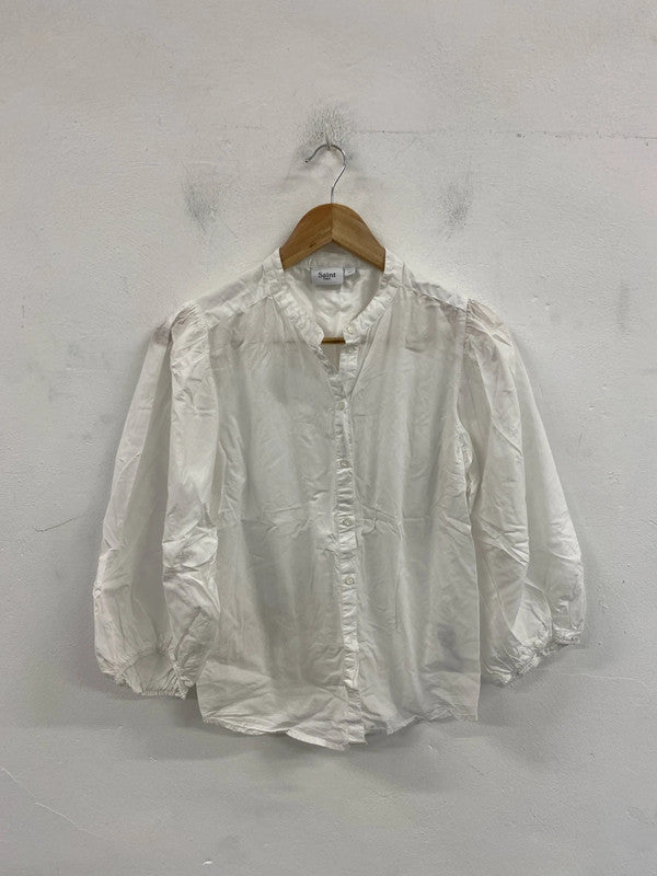 Saint Tropez Elegant White Semi Sheer Blouse Size XS SN002