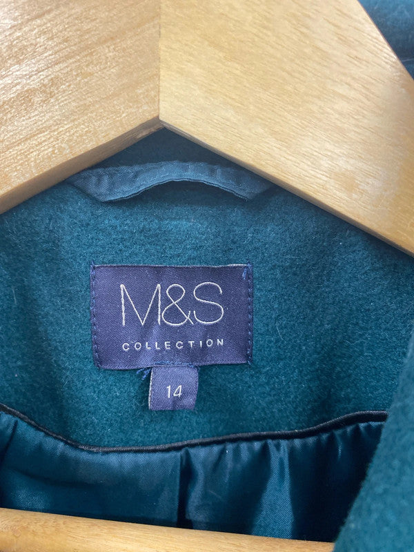 M&S Elegant Sea Green Overcoat UK 14 JW002